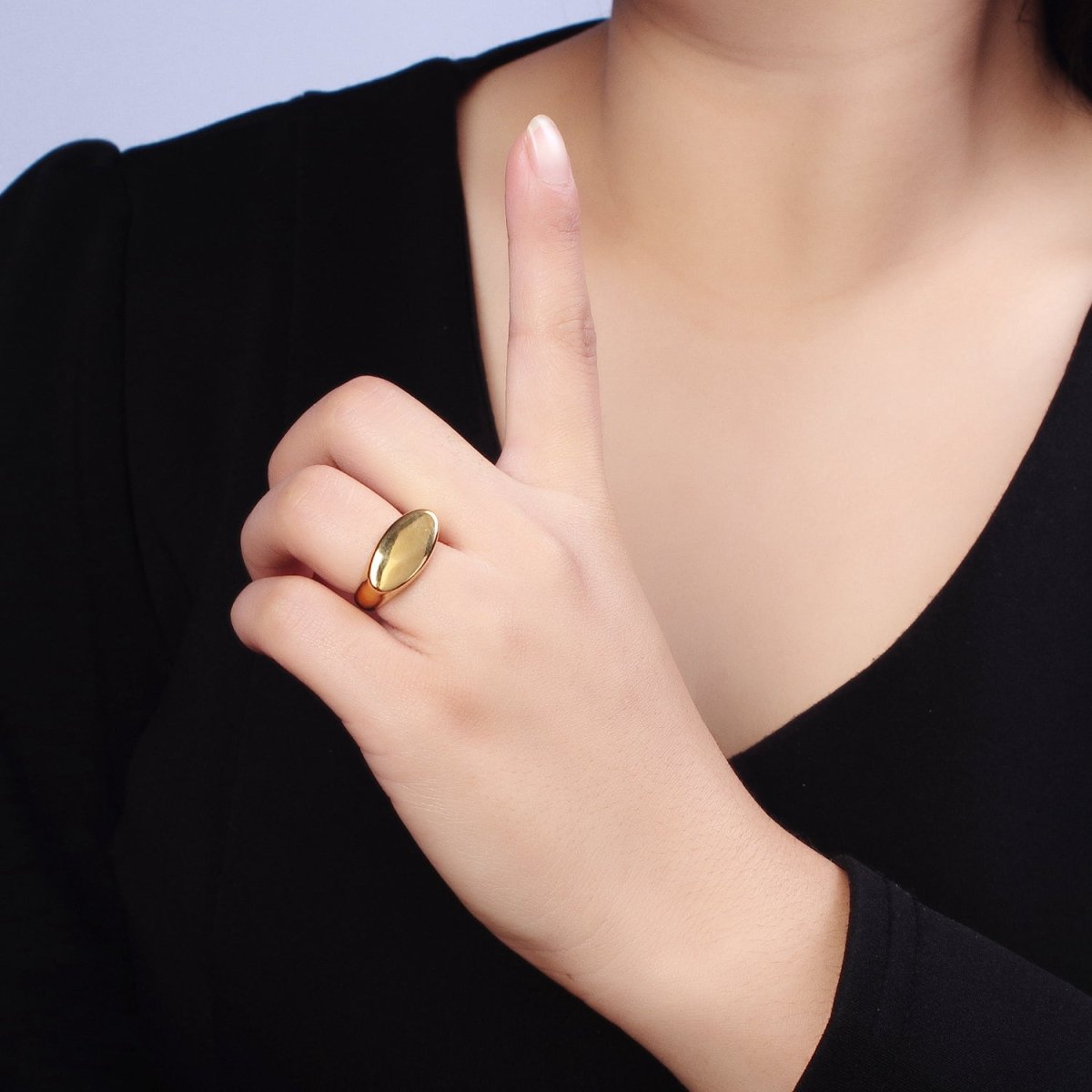 Stainless Steel Oval Chubby Personalized Signet Ring in Gold & Silver | O-1665~O-1672