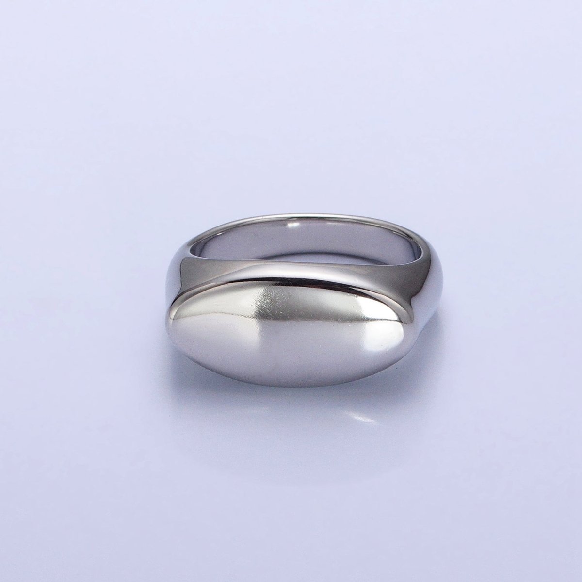 Stainless Steel Oval Chubby Personalized Signet Ring in Gold & Silver | O-1665~O-1672