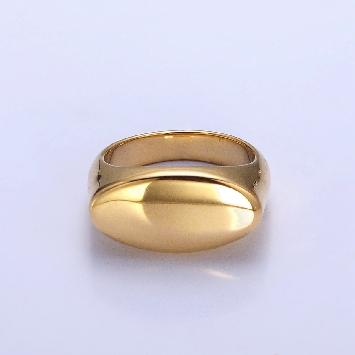 Stainless Steel Oval Chubby Personalized Signet Ring in Gold & Silver | O-1665~O-1672