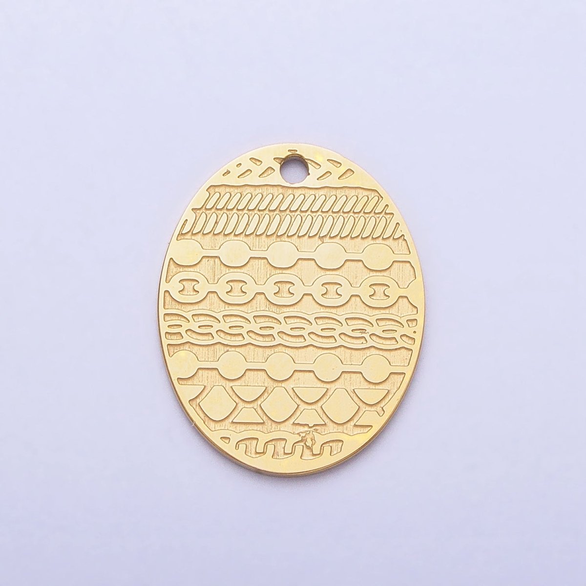 Stainless Steel Oval Multiple Chains Engraved Charm in Gold & Silver | P-895