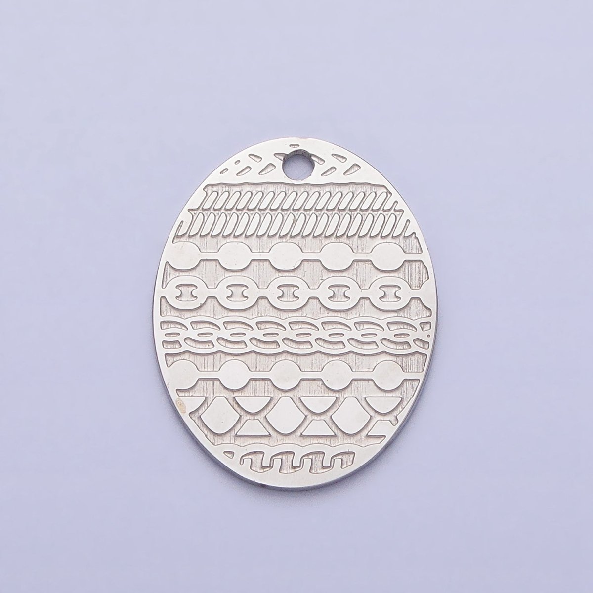 Stainless Steel Oval Multiple Chains Engraved Charm in Gold & Silver | P-895