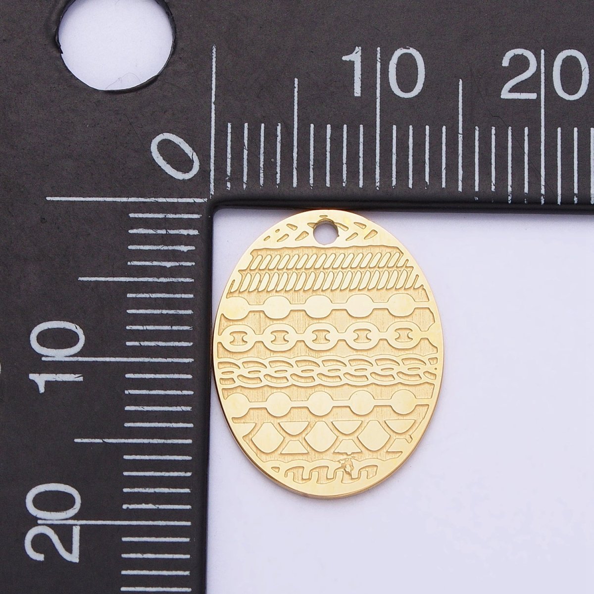 Stainless Steel Oval Multiple Chains Engraved Charm in Gold & Silver | P-895