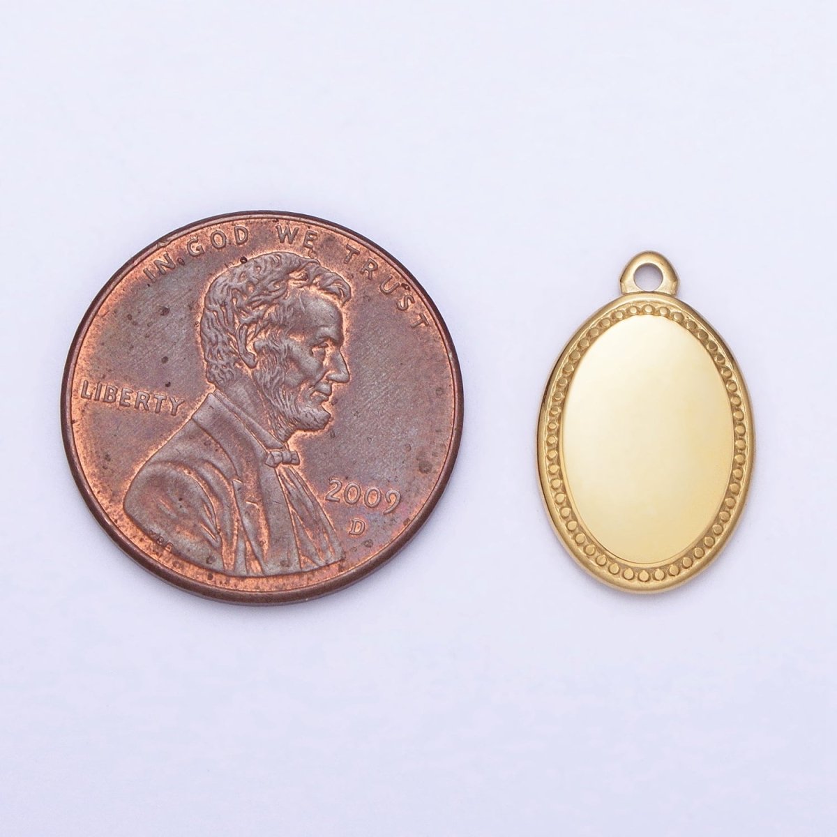 Stainless Steel Oval Oblong Minimalist Add-On Charm in Gold & Silver | P-906
