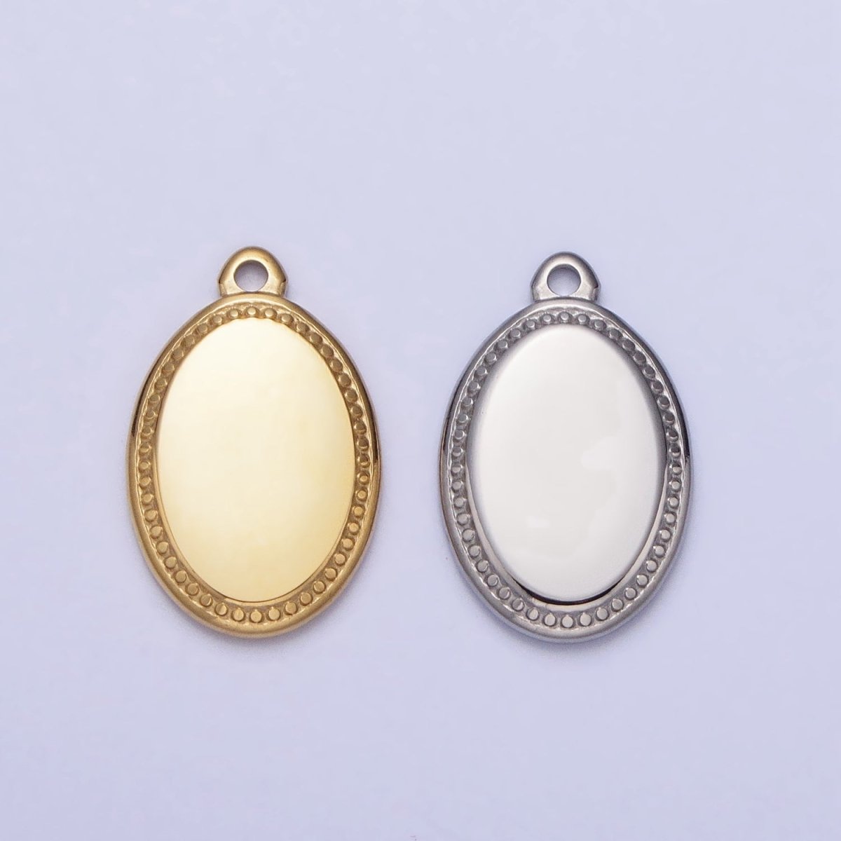 Stainless Steel Oval Oblong Minimalist Add-On Charm in Gold & Silver | P-906