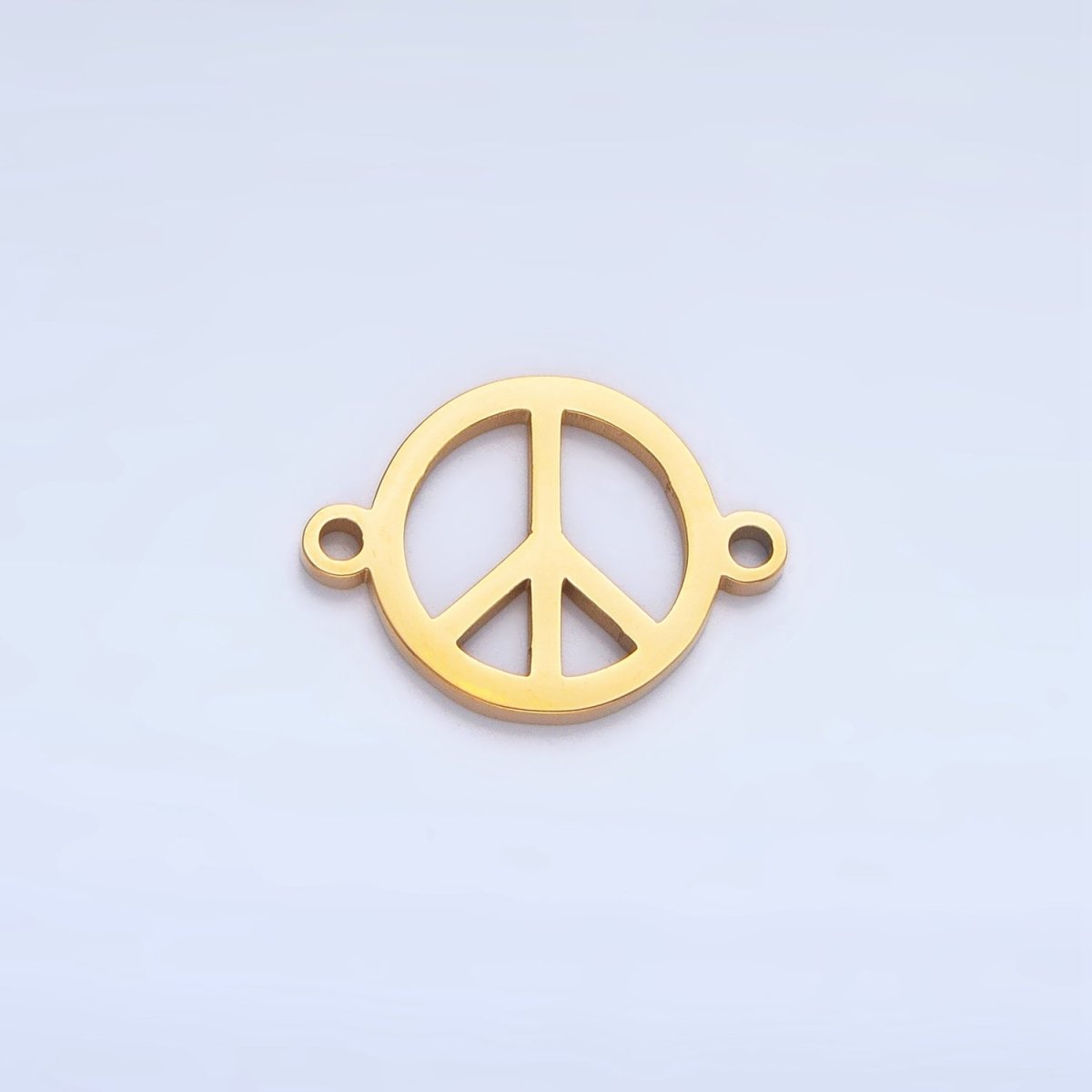 Stainless Steel Peace Sign Symbol Charm Connector in Gold & Silver | G-462
