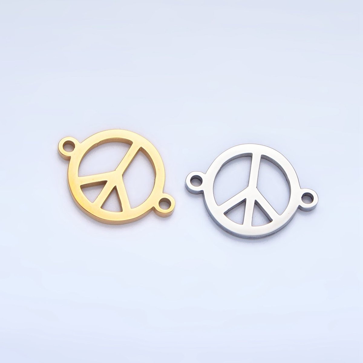 Stainless Steel Peace Sign Symbol Charm Connector in Gold & Silver | G-462