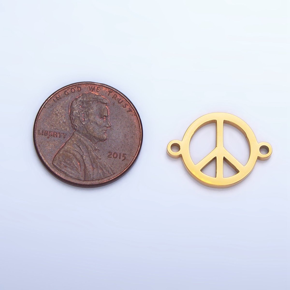 Stainless Steel Peace Sign Symbol Charm Connector in Gold & Silver | G-462