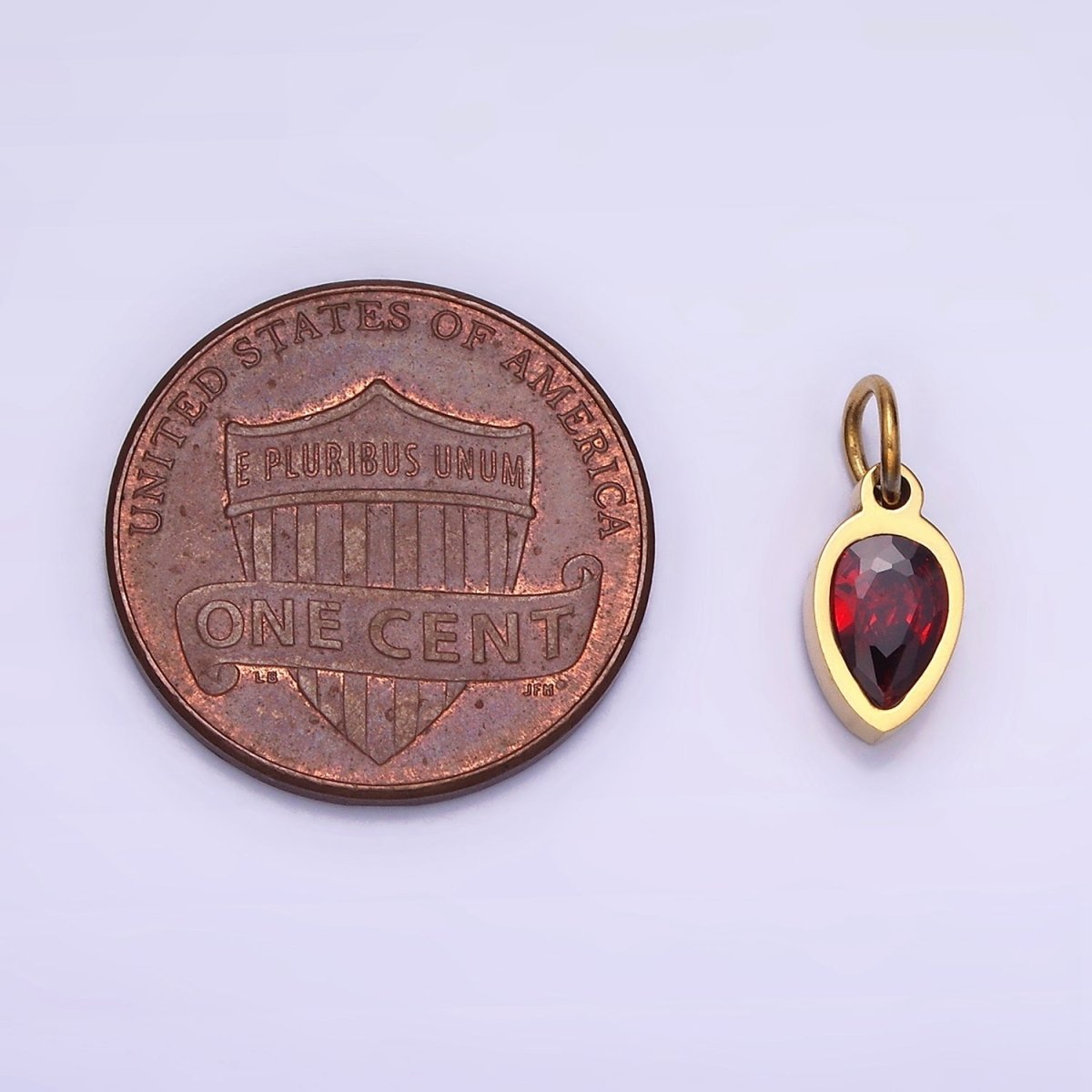 Stainless Steel Personalized Birthstone Teardrop CZ Bezel Add-On Charm | W671 - W673