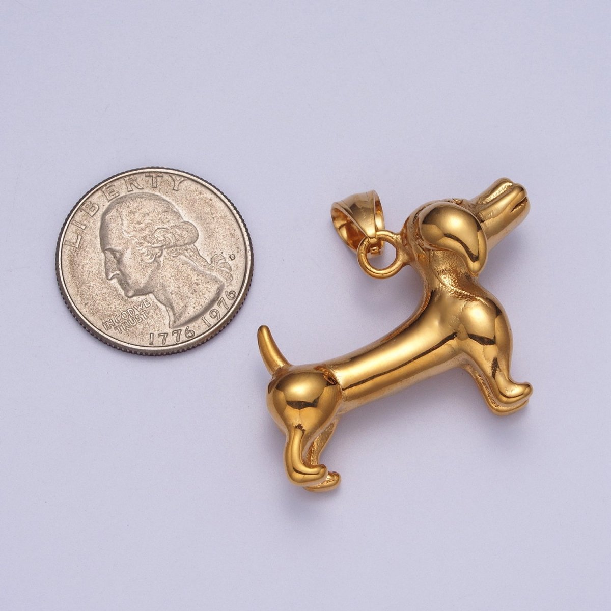 OS Stainless Steel Pet Dachshund Sausage Dog Pendant in Gold & Silver J-419 J-422