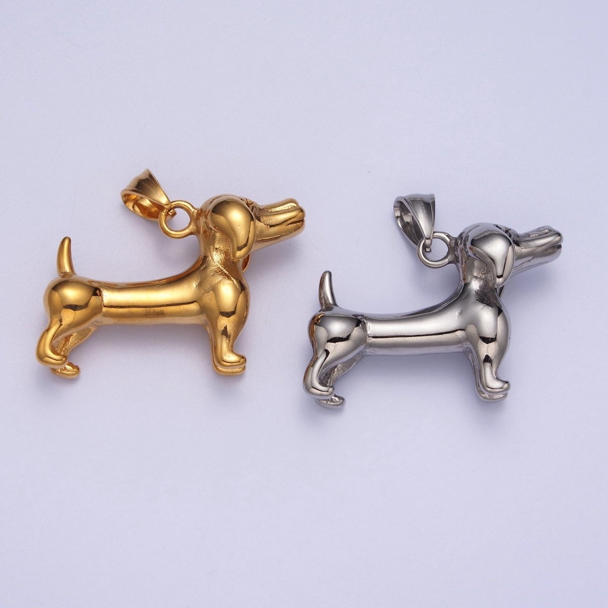 OS Stainless Steel Pet Dachshund Sausage Dog Pendant in Gold & Silver J-419 J-422