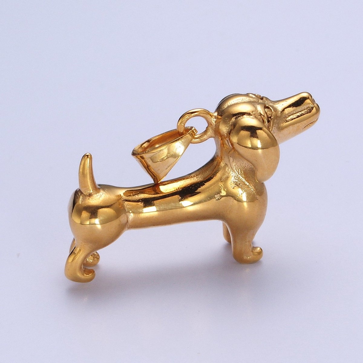 OS Stainless Steel Pet Dachshund Sausage Dog Pendant in Gold & Silver J-419 J-422