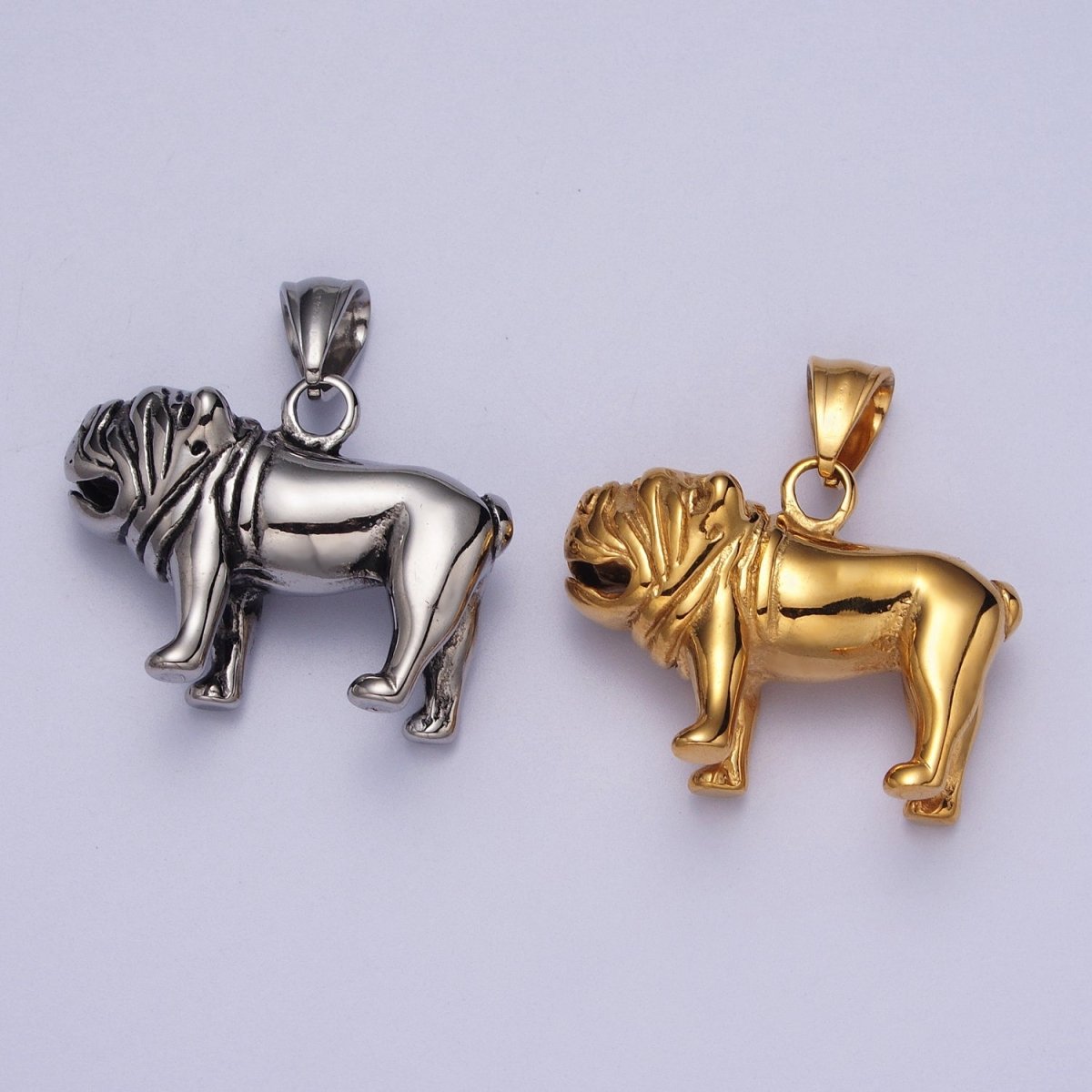 Stainless Steel Pet French Bulldog Pug Dog Pendant in Gold & Silver J-356 J-358