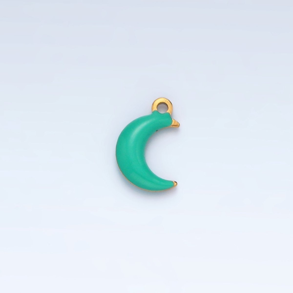 Stainless Steel Pink, Green, White Enamel Mini Crescent Moon Charm | P1017