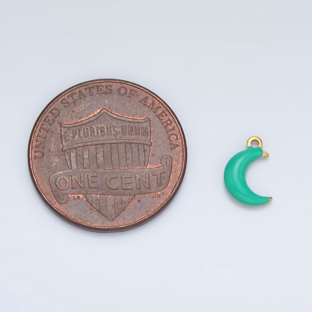 Stainless Steel Pink, Green, White Enamel Mini Crescent Moon Charm | P1017