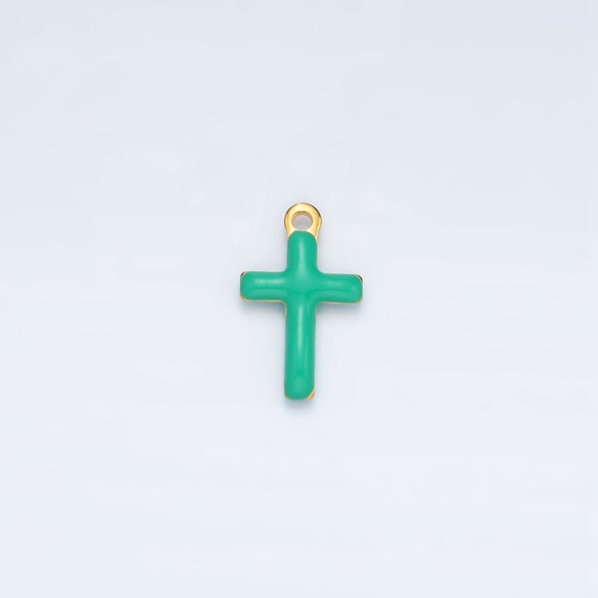 Stainless Steel Pink, Green, White Enamel Mini Cross Charm | P1020