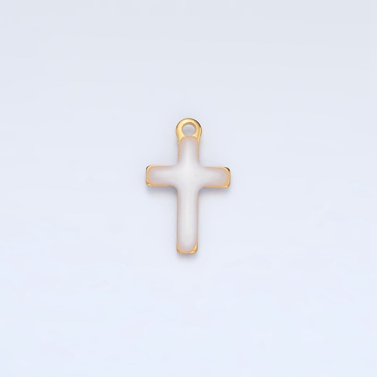 Stainless Steel Pink, Green, White Enamel Mini Cross Charm | P1020