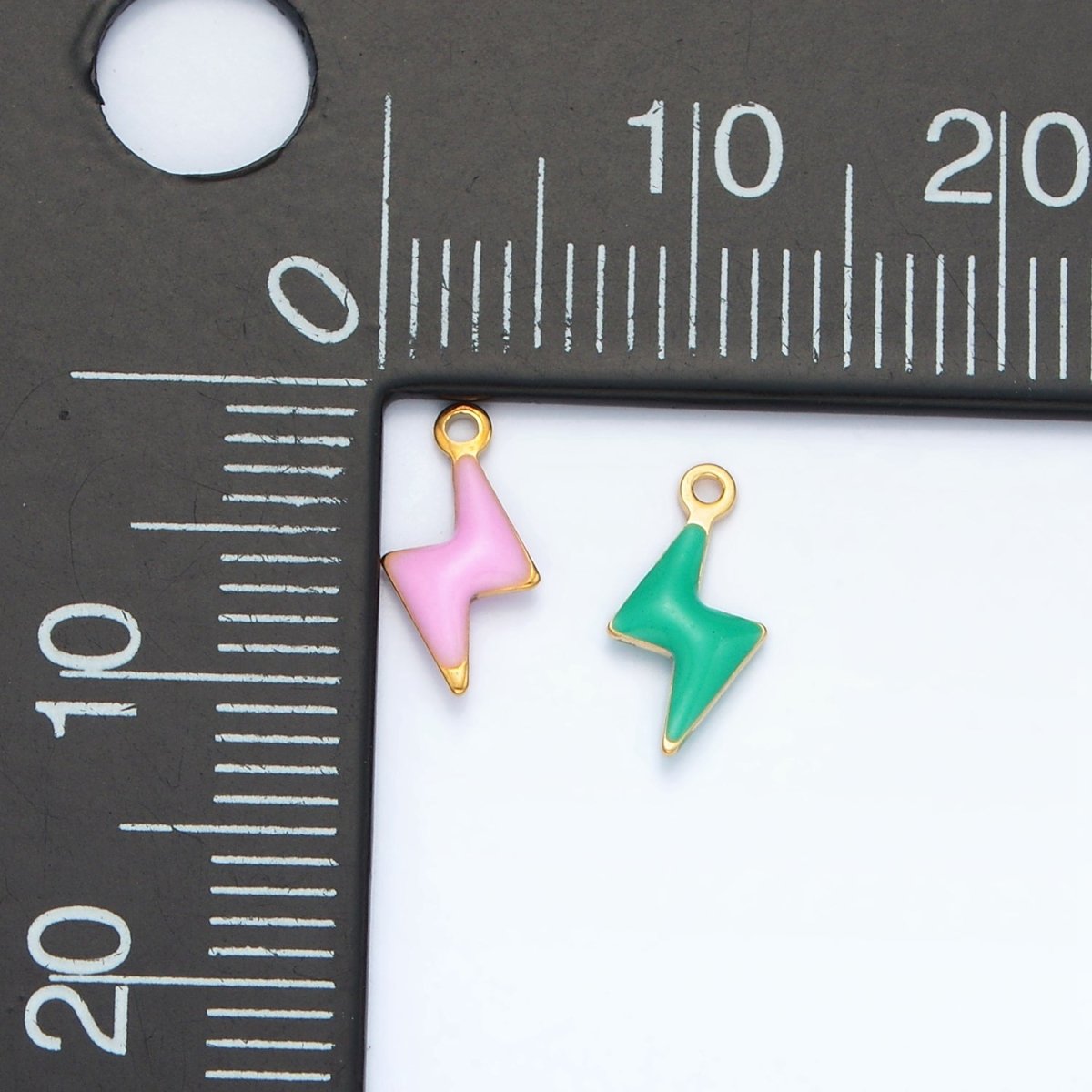 Stainless Steel Pink, Green, White Enamel Mini Lightning Thunder Charm | P1019