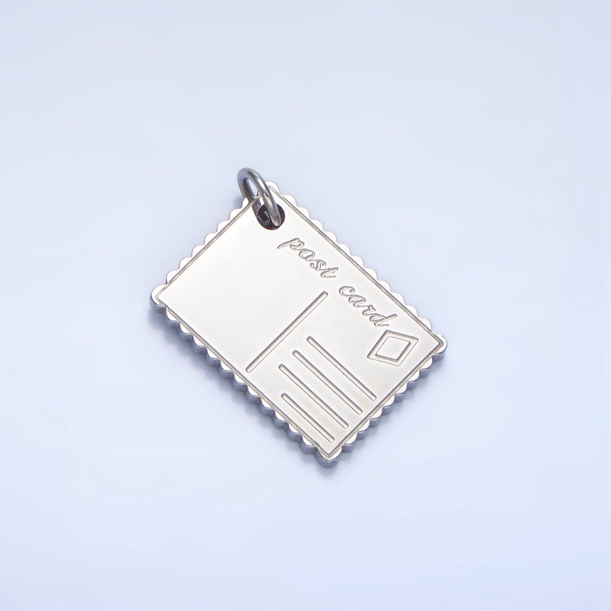 Stainless Steel Post Card Engraved Charm in Gold & Silver | P1259