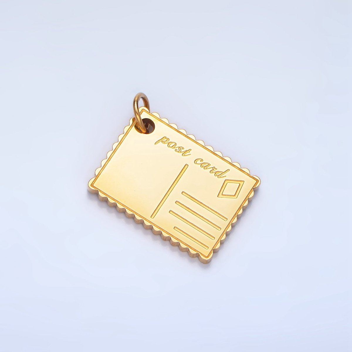 Stainless Steel Post Card Engraved Charm in Gold & Silver | P1259