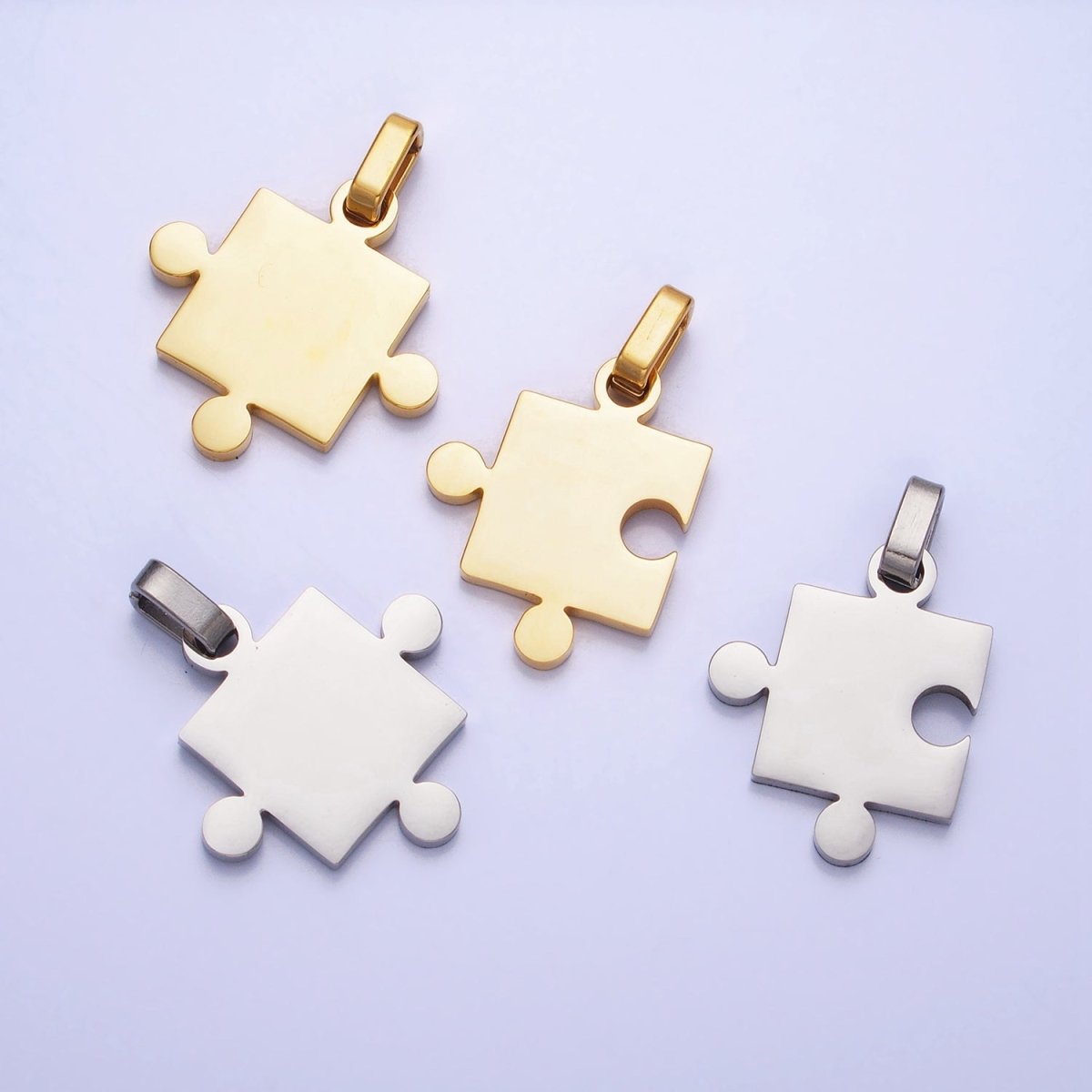 Stainless Steel Puzzle Couple's Friendship Pendant Mix & Match Set in Gold & Silver | P1109