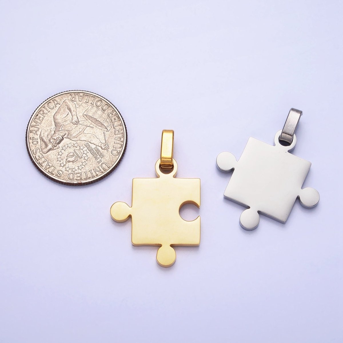 Stainless Steel Puzzle Couple's Friendship Pendant Mix & Match Set in Gold & Silver | P1109