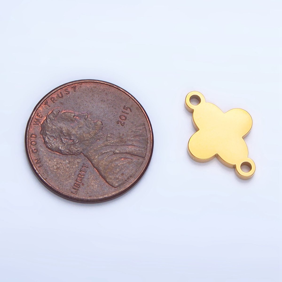 Stainless Steel Quatrefoil Clover Minimalist Floral Connector in Gold & Silver | F375