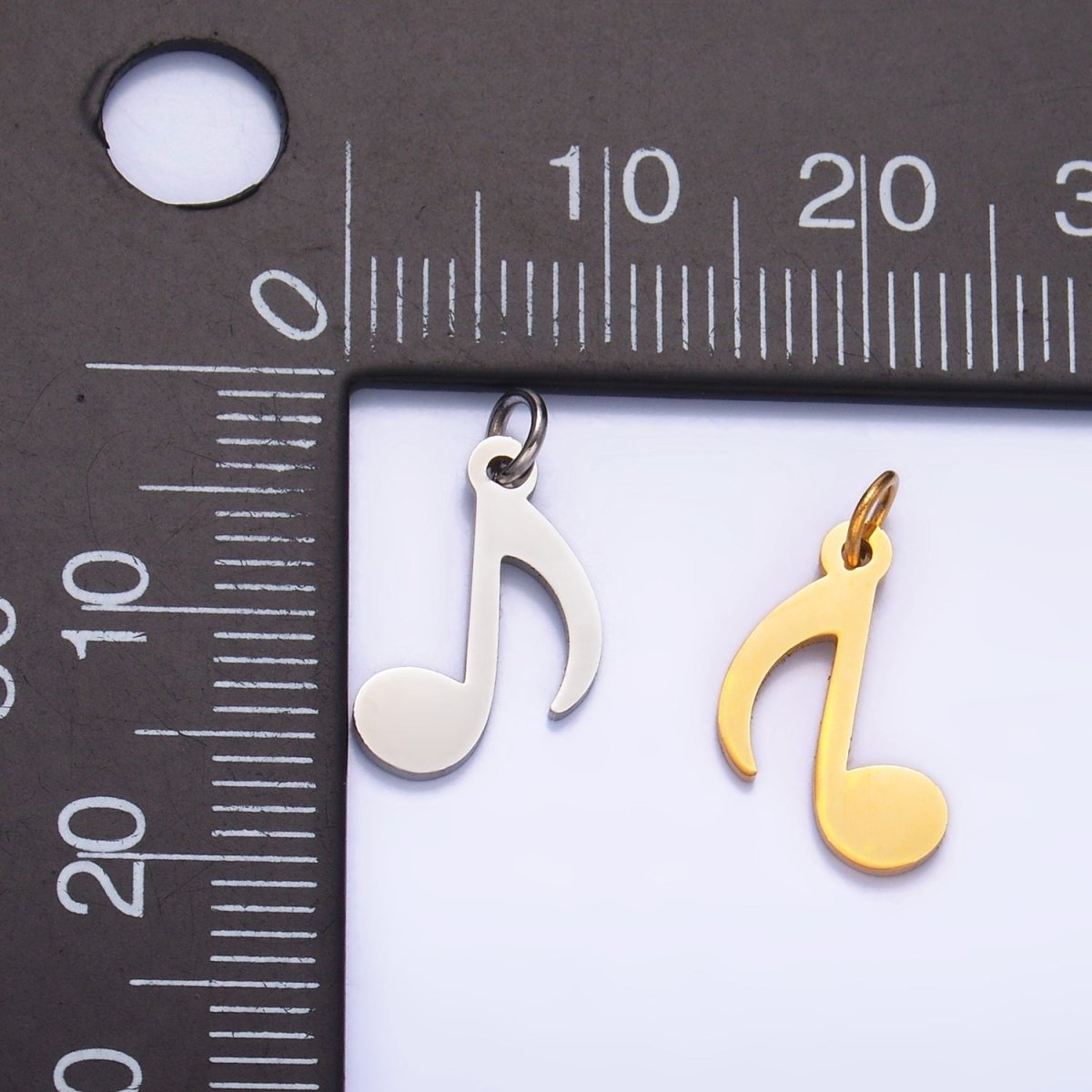 Stainless Steel Quaver Eight Note ♪ Music Symbol Charm in Gold & Silver | P1364