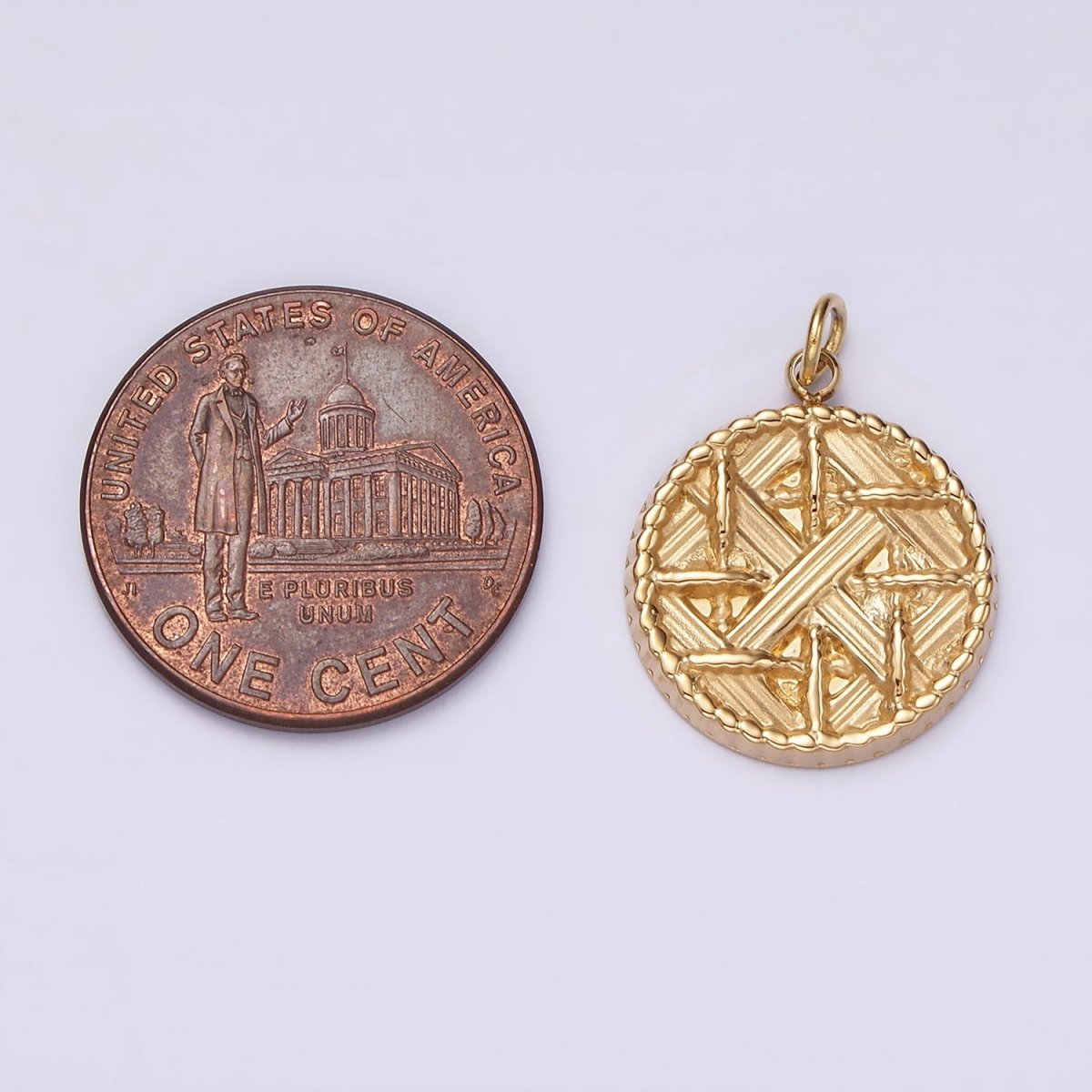Stainless Steel Rattan Geometric Braided Round Charm in Gold & Silver | P1292