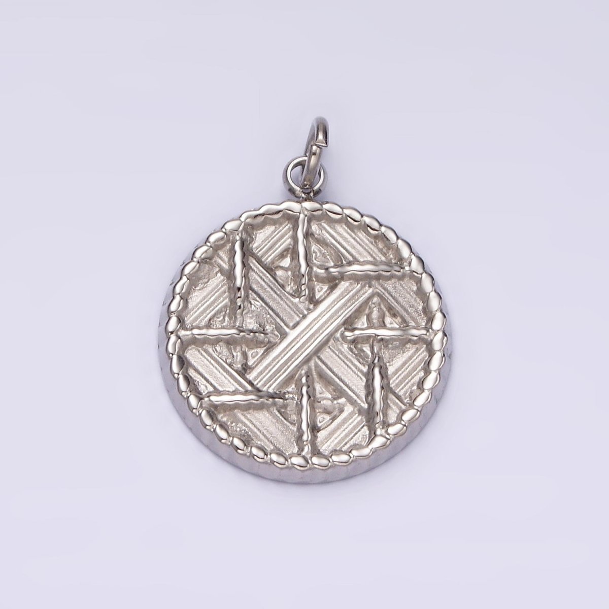 Stainless Steel Rattan Geometric Braided Round Charm in Gold & Silver | P1292