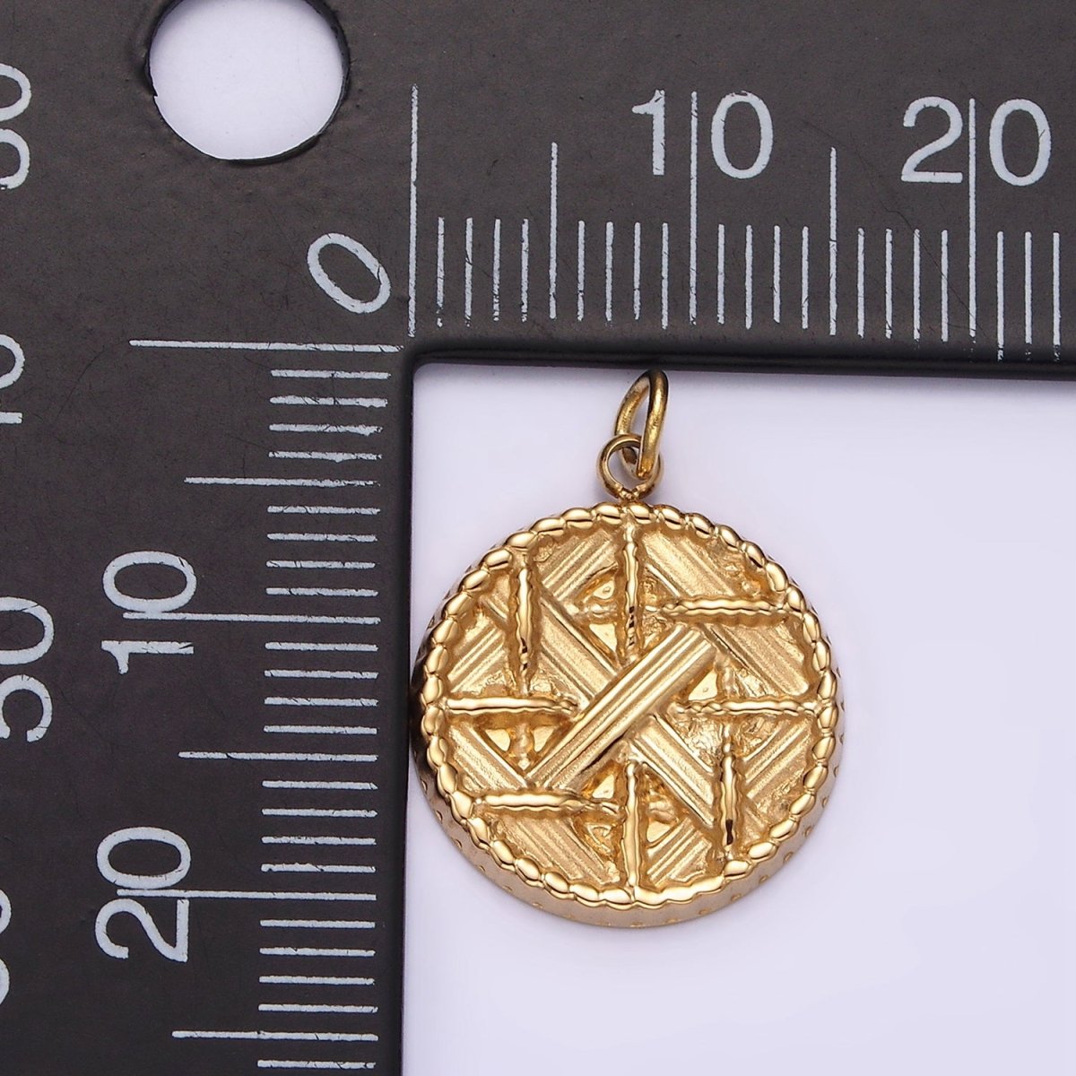 Stainless Steel Rattan Geometric Braided Round Charm in Gold & Silver | P1292