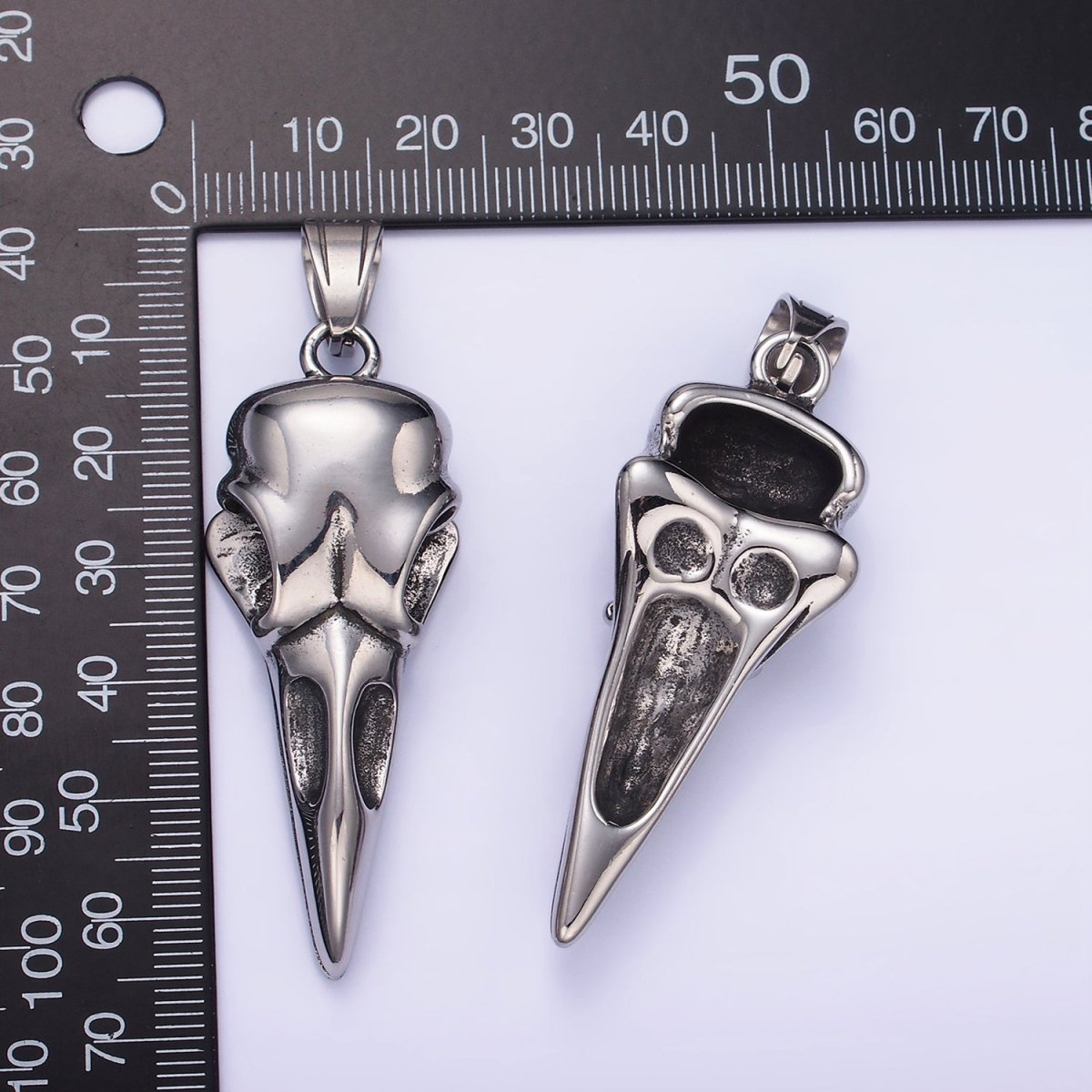Stainless Steel Raven Crow Skull Pendant Men Jewelry | P-1195