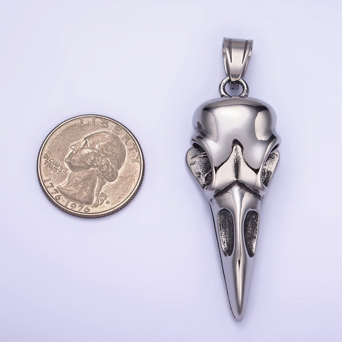 Stainless Steel Raven Crow Skull Pendant Men Jewelry | P-1195