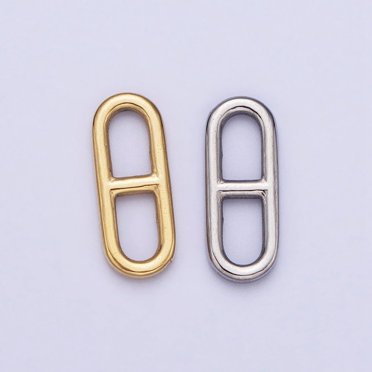 Stainless Steel Rectangular Oblong Mariner Anchor Link Charm in Gold & Silver | P-898