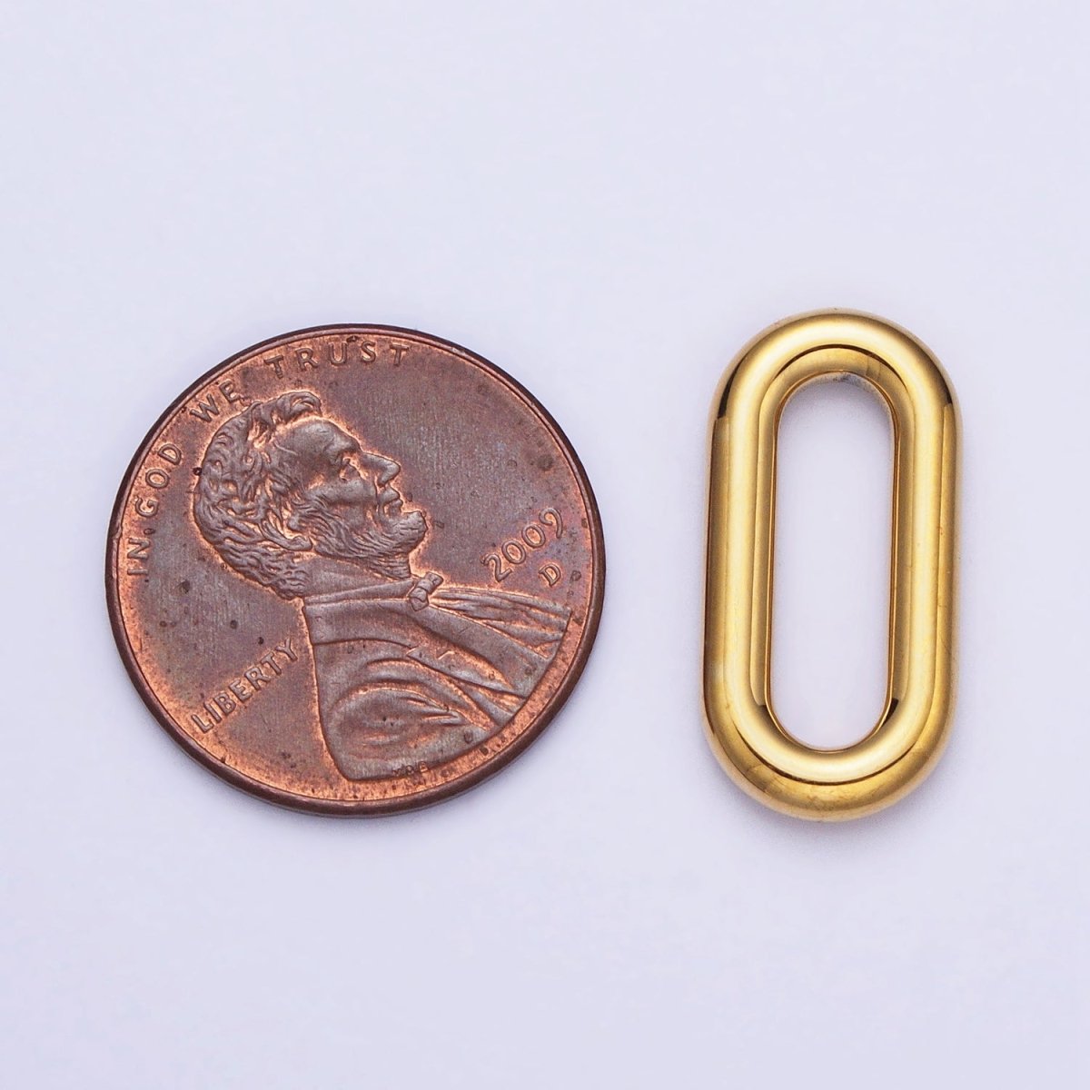 Stainless Steel Rectangular Oblong Paperclip Link Charm in Gold & Silver | P-903