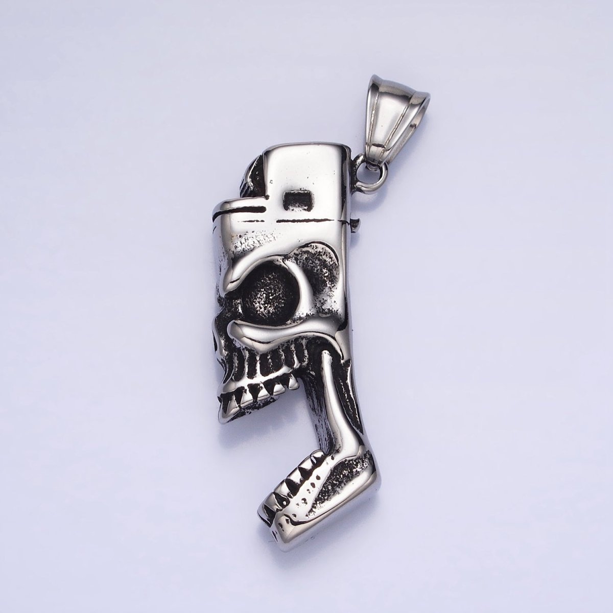 Stainless Steel Rectangular Screaming Skeleton Skull Pendant in Gold & Silver | P1102