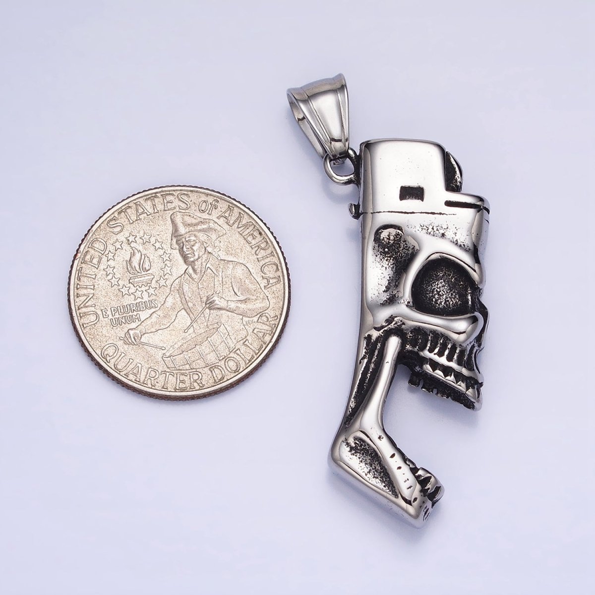 Stainless Steel Rectangular Screaming Skeleton Skull Pendant in Gold & Silver | P1102
