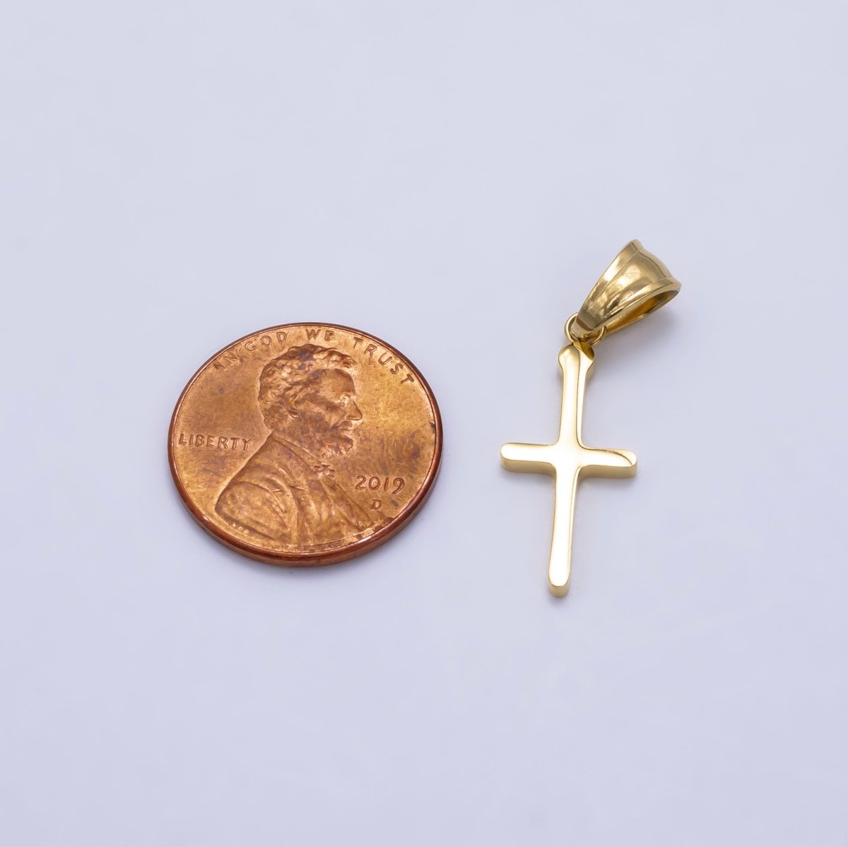 Stainless Steel Religious Cross Minimalist Pendant in Gold & Silver | P1289