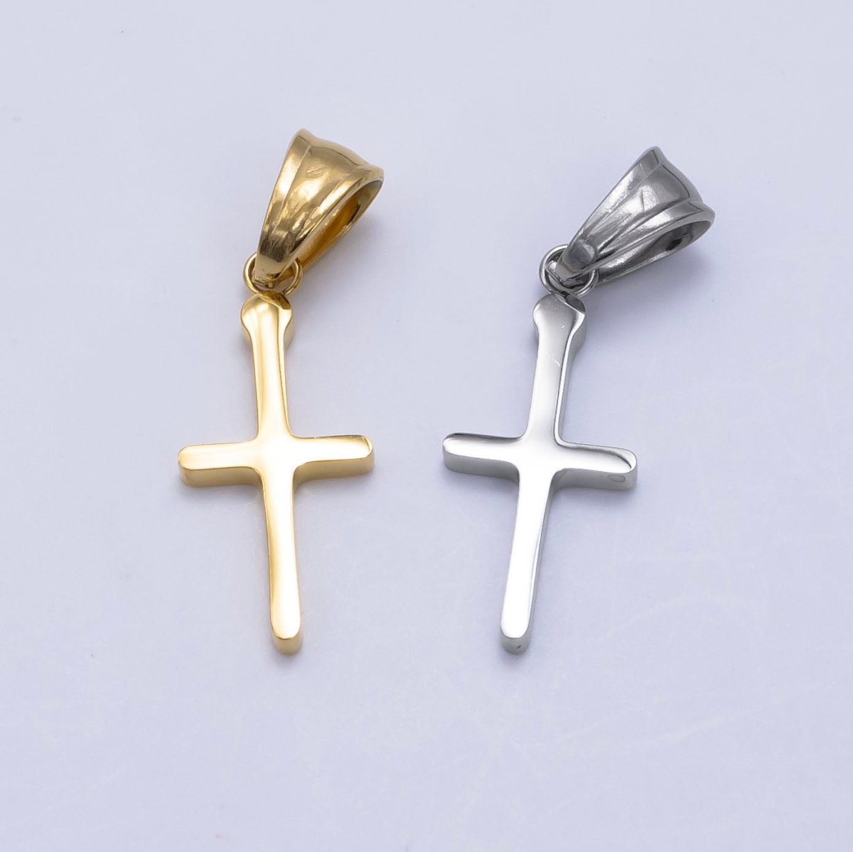 Stainless Steel Religious Cross Minimalist Pendant in Gold & Silver | P1289