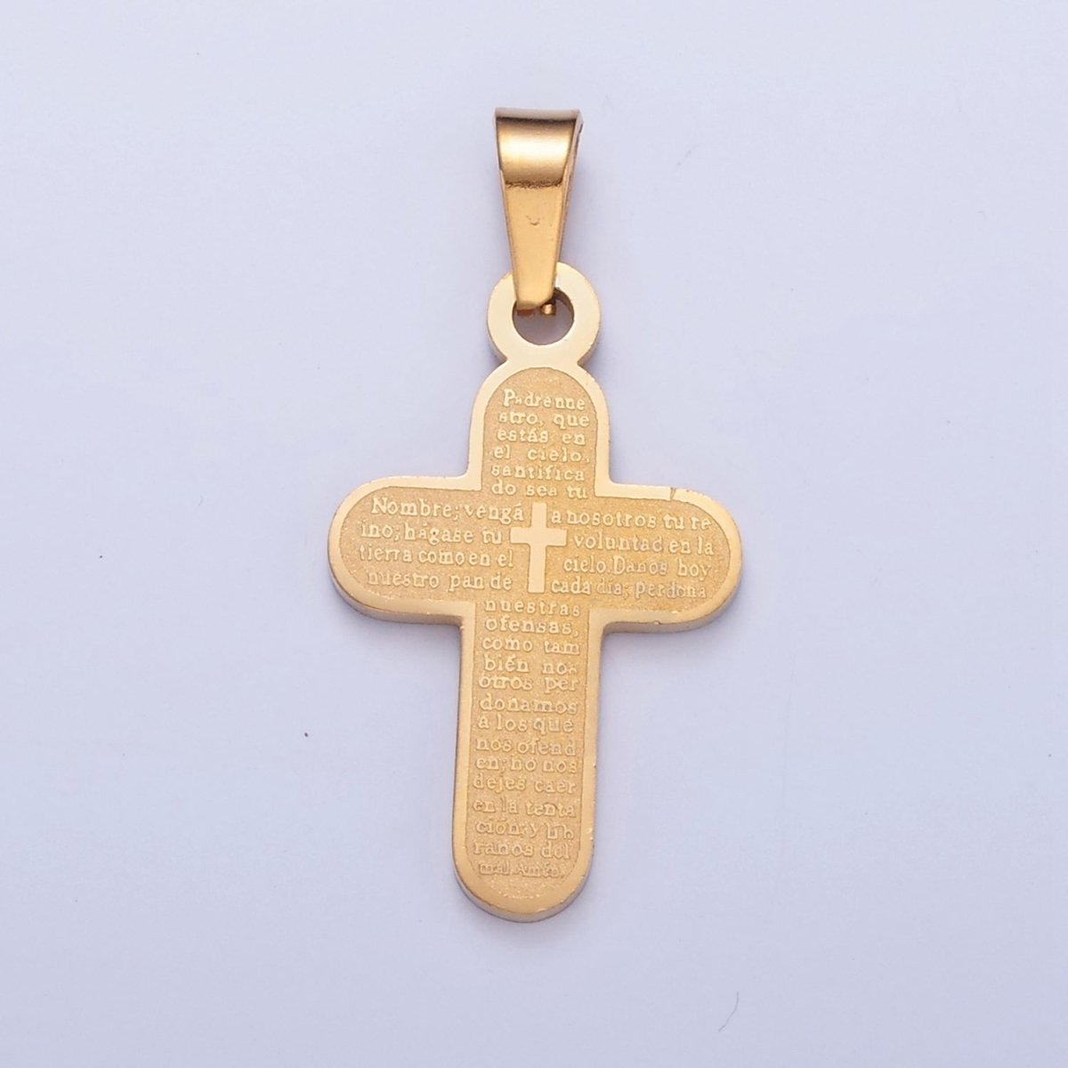 Stainless Steel Religious Cross, The Lord's Prayer (in Spanish) Engraved, I-436 I-437