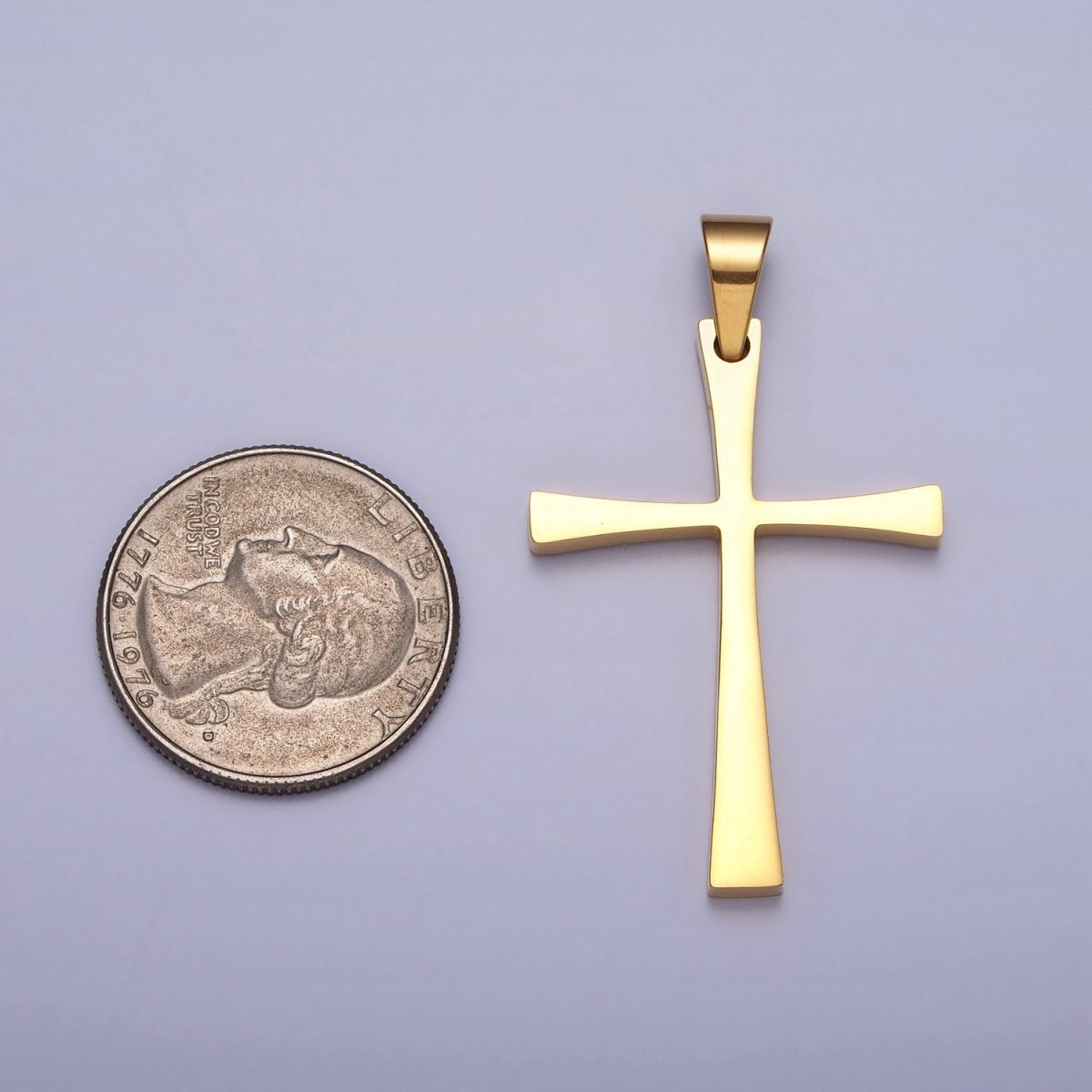 Stainless Steel Religious Curved Pattee Cross Pendant in Gold & Silver | P-1095 P-1096