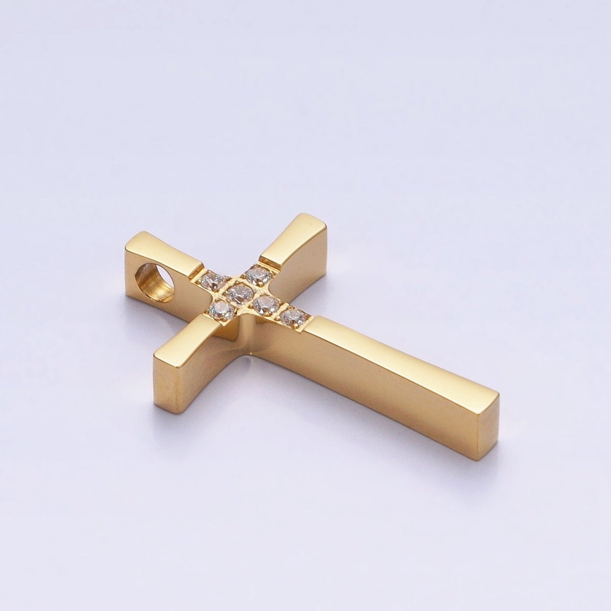 Stainless Steel Religious Curved Pattee Latin Cross Gold Pendant in Gold & Silver  P-1138