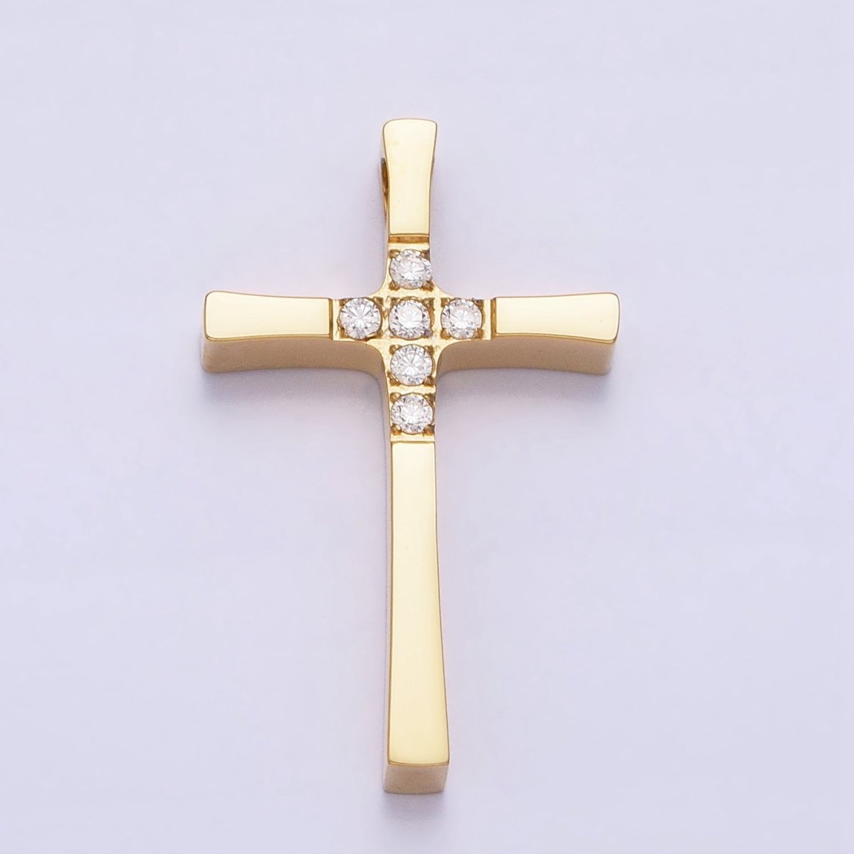Stainless Steel Religious Curved Pattee Latin Cross Gold Pendant in Gold & Silver  P-1138