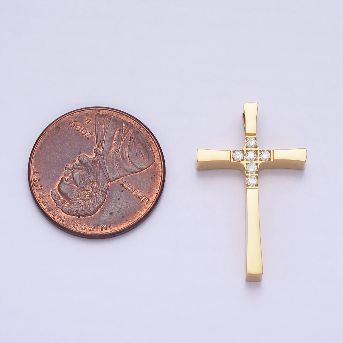 Stainless Steel Religious Curved Pattee Latin Cross Gold Pendant in Gold & Silver  P-1138