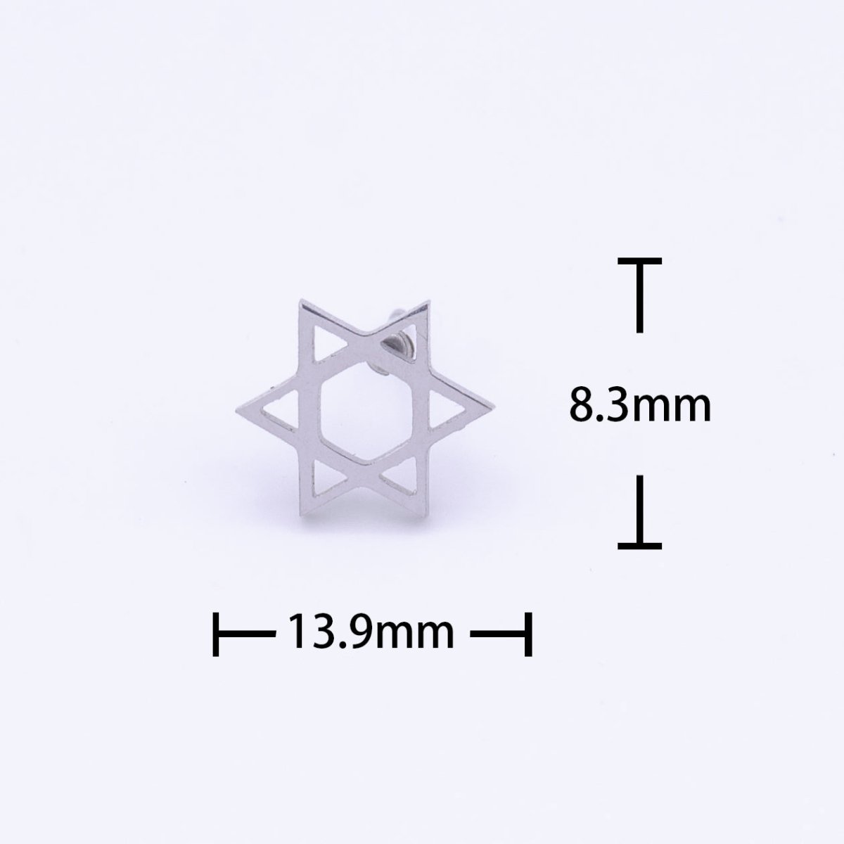Stainless Steel Religious Jewish Star of David Silver Stud Minimalist Earrings | Y-245 - DLUXCA