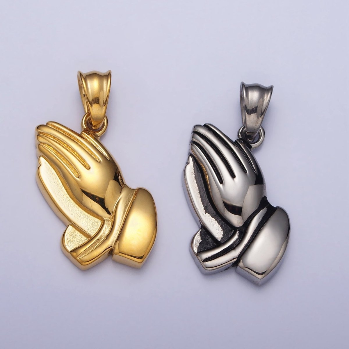 Stainless Steel Religious Prayer Hands Pendant in Gold & Silver P-1146