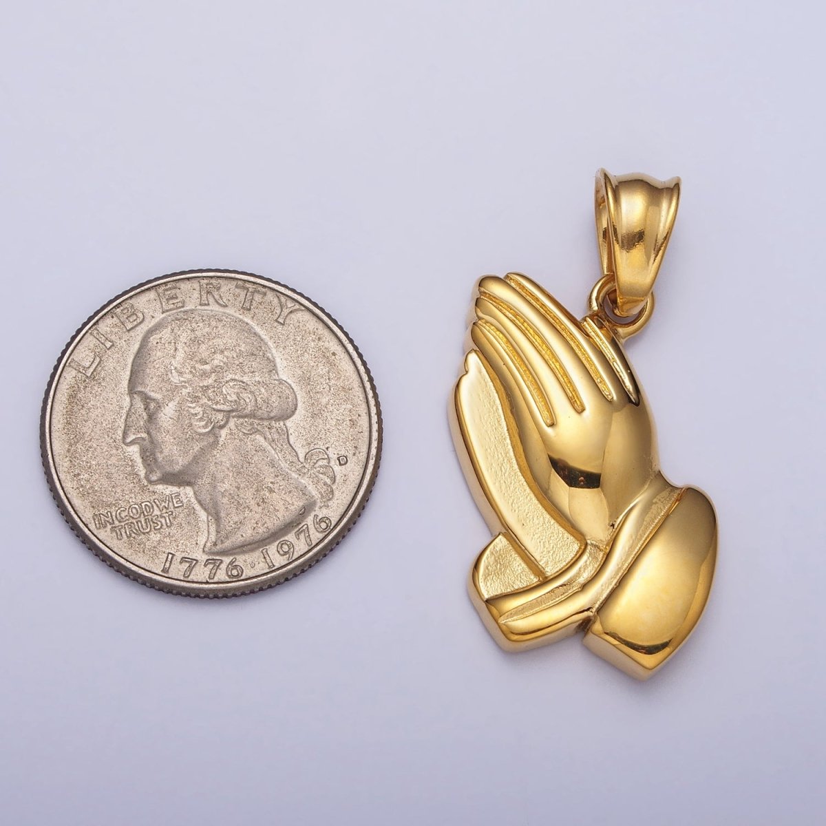 Stainless Steel Religious Prayer Hands Pendant in Gold & Silver P-1146