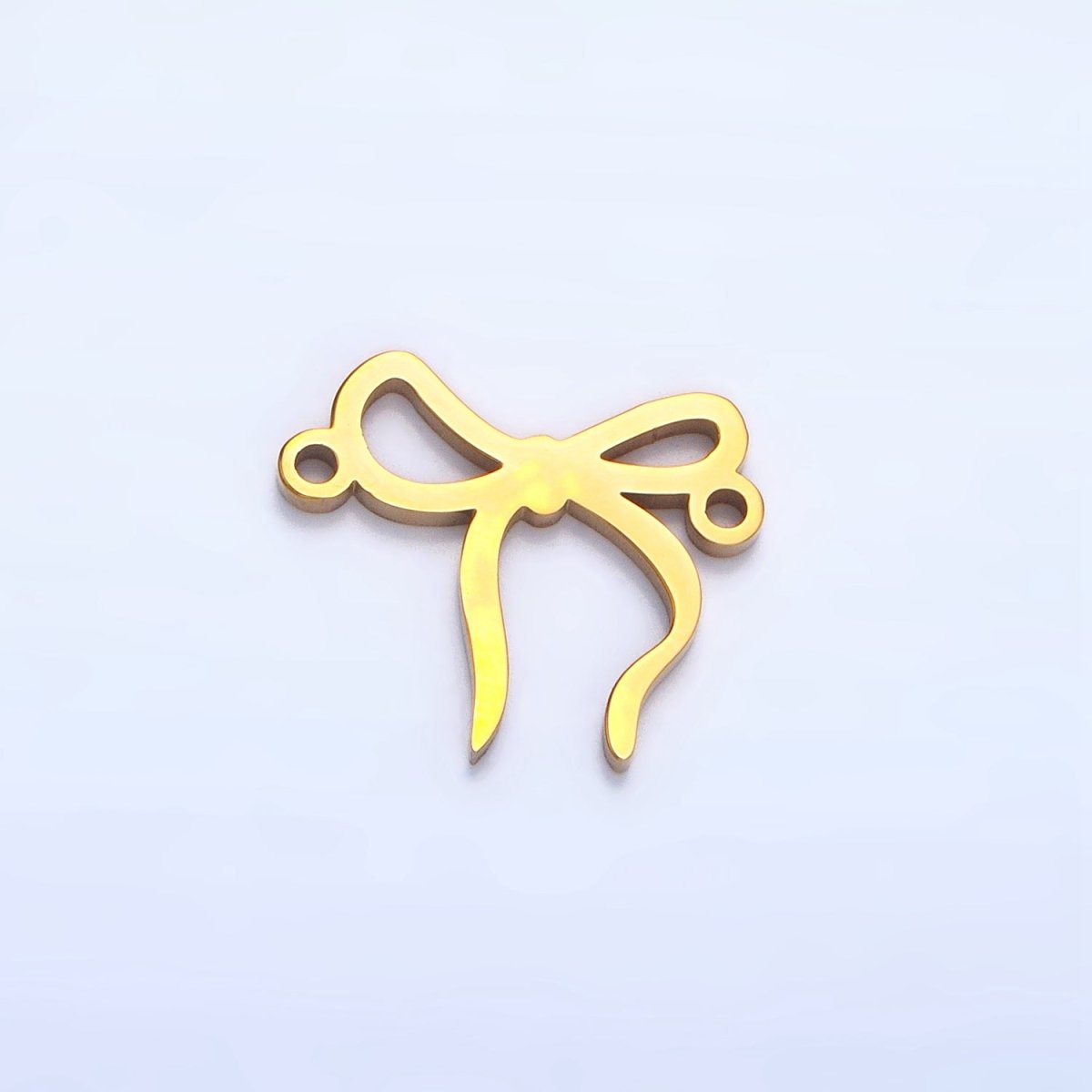 Stainless Steel Ribbon Bow Charm Connector in Gold & Silver | F279