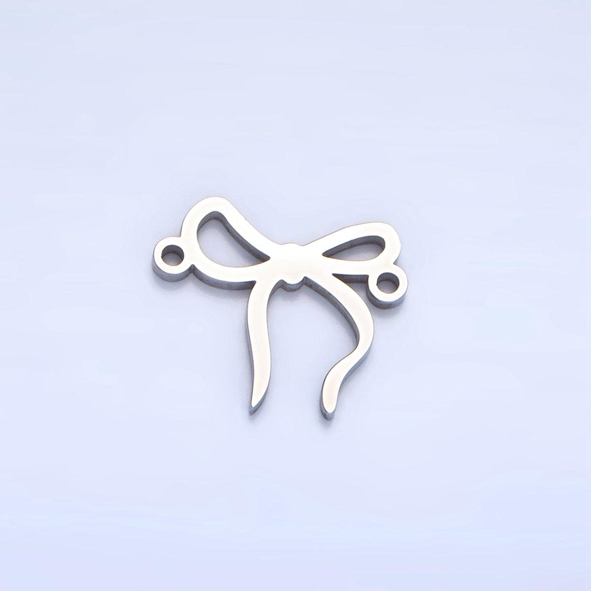 Stainless Steel Ribbon Bow Charm Connector in Gold & Silver | F279