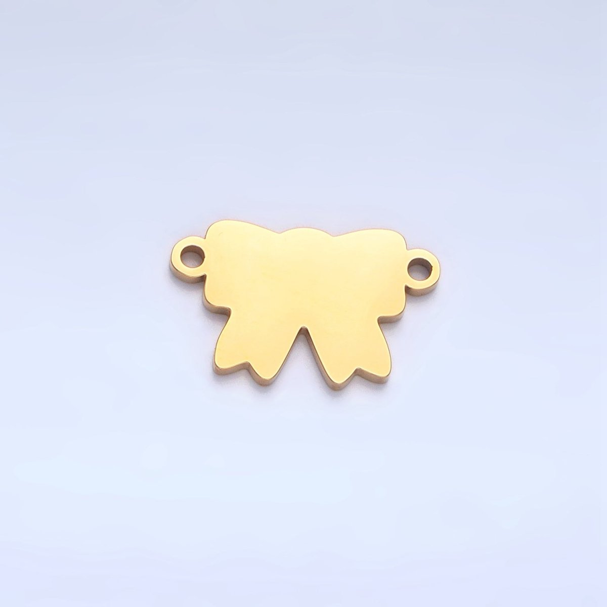 Stainless Steel Ribbon Bow Minimalist Connector in Gold & Silver | F277