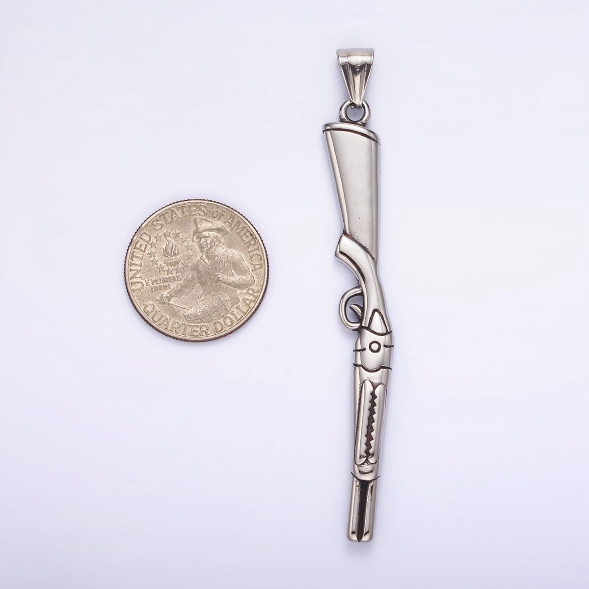 Stainless Steel Riffle Gun Line-Textured Minimalist Pendant | P1189